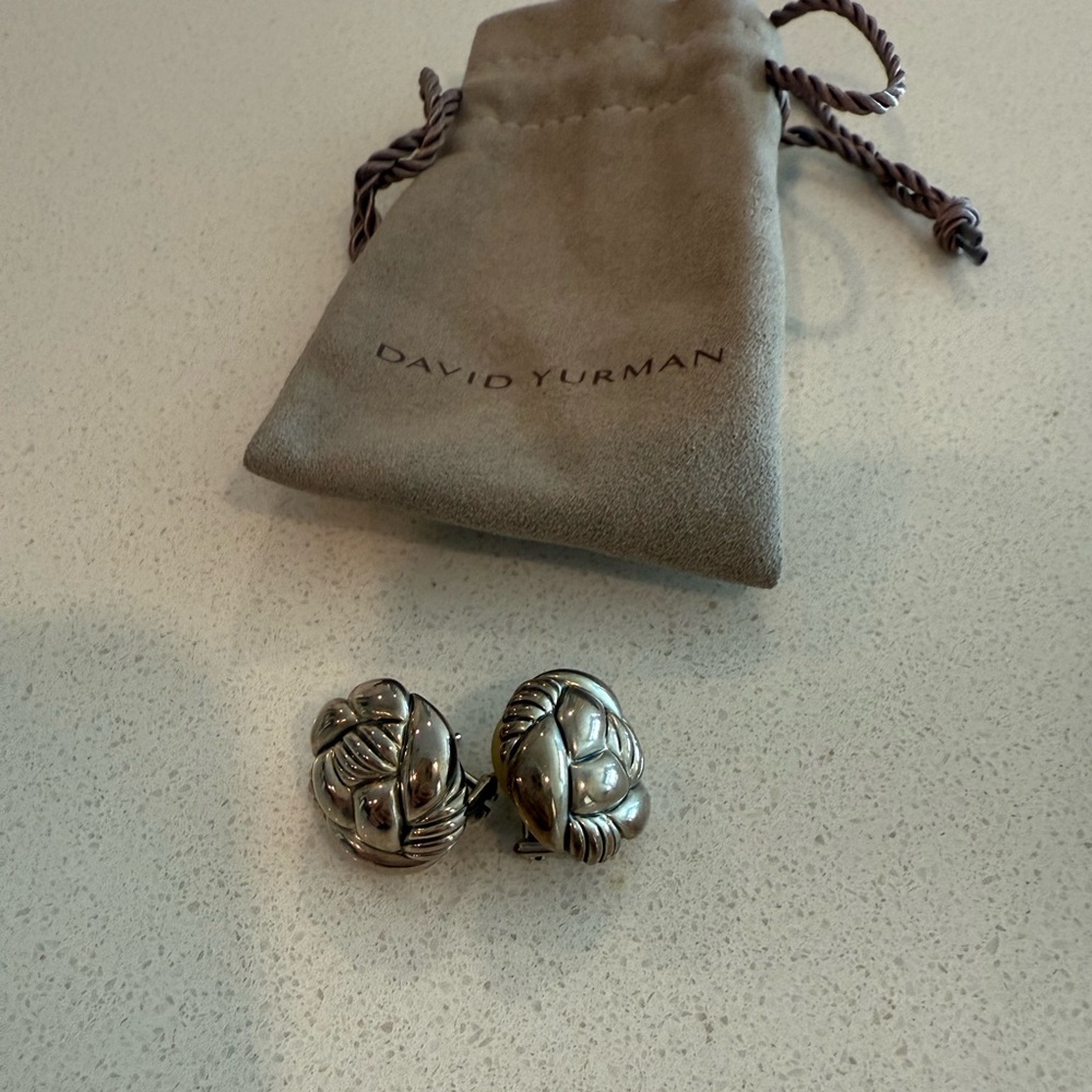 David Yurman Silver Textured Earring